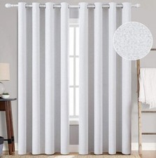 MIULEE Linen Texture Curtains Solid 100 Blackout Greyish White 52"x96" 2 Panels