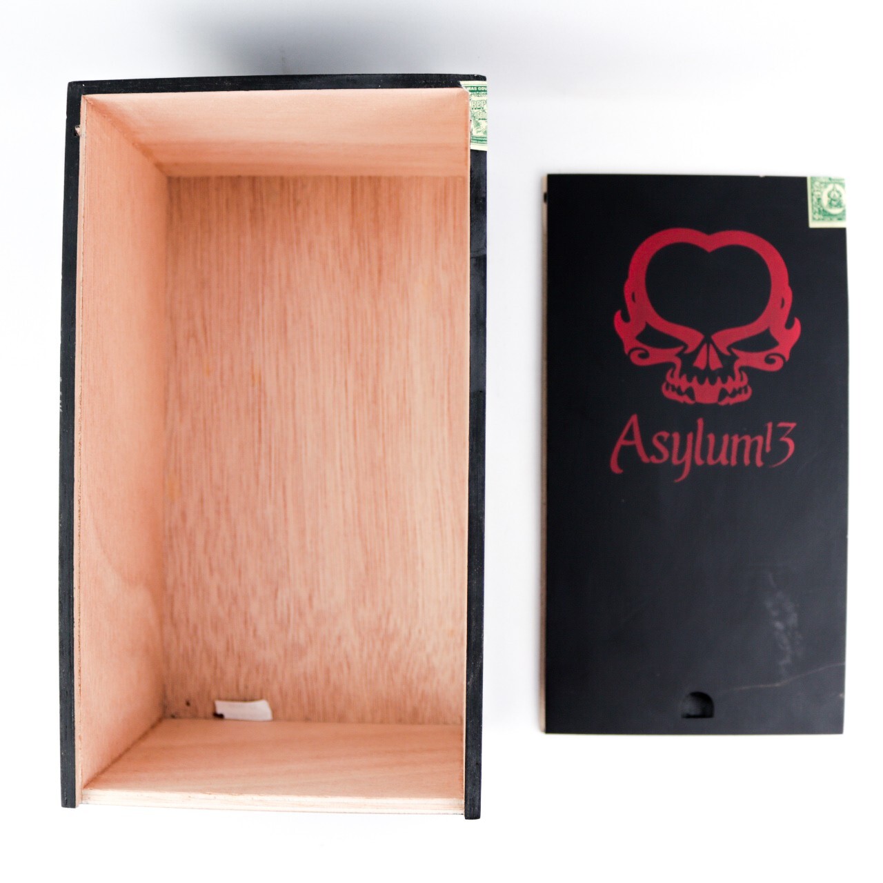 Asylum 13 Pandemonium 60 x 8 1/2 Empty Wood Cigar Box 9" x 5.25" x 4.25"