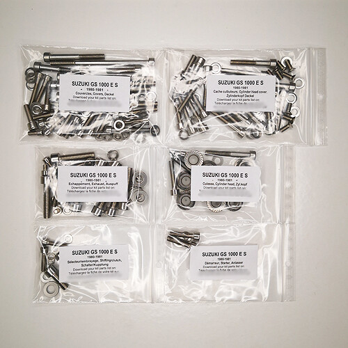 Kit vis allen moteur Suzuki GS 1000 E S 1980-1981 inox pieces restauration