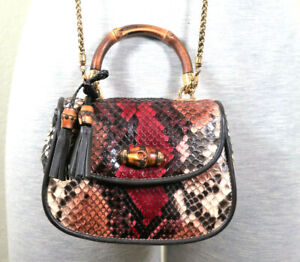 GUCCI Tiny Python Small Bamboo Handle Chain Strap Sling Crossbody Bag | eBay