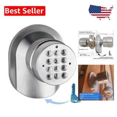 DIY Electronic Keypad Knob - Satin Nickel, Auto-Lock, Backup Key Included