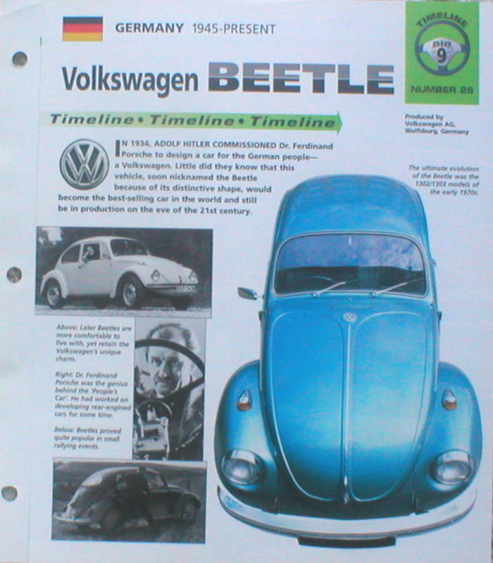 Volkswagen VW BEETLE Bug Timeline History Brochure : 1500,GT,1300