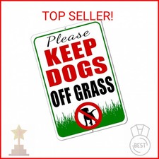 Please Keep Dogs Off Grass Sign, 8x12 Aluminum No Dogs Allowed Signs for Yard, S