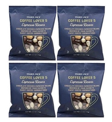4X Pack Trader Joe's Coffee Lovers Espresso Beans Chocolate Covered 2.5oz ea