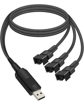 12V Step Up USB to Fan Power Adapter Cable,Full Speed USB A Male to 3 Way 3PI...