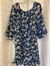 H&M Tropical Black, Brown N Cream Off-shoulder Dress Size 6