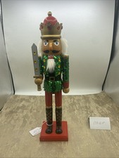 Nutcracker Christmas Decorations 15  Tall Green Sequin Coat, Sword /Rhinestones
