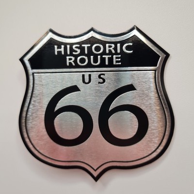 Route 66 Emblem 3D Sticker   US Highway Symbol in Metall-Optik