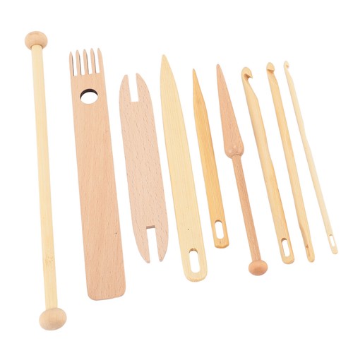 Strumenti per tessitura legno uso flessibile 9 pezzi set bastoncini telaio manuale per fare sciarpa - Foto 7 di 24