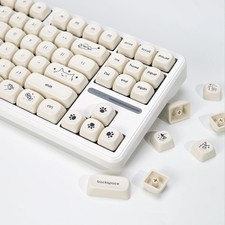 KBDiy Minimalist White Milk Cat PBT Keycaps KOA Profile 137 Keys Mechanical