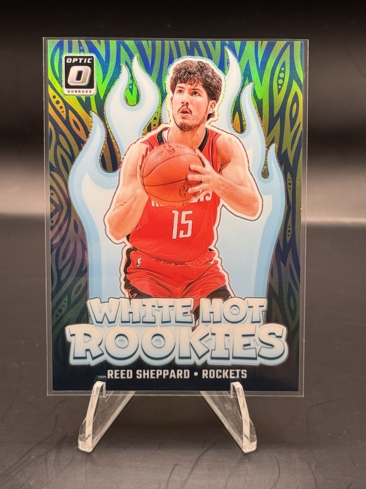 2024-25 Donruss Optic Reed Sheppard #12 White Hot Rookies Lime Green Prizm /199