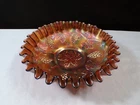 Fenton Purple Amethyst Carnival Glass VINTAGE Bowl Grapes Design 7 3/4" Wide