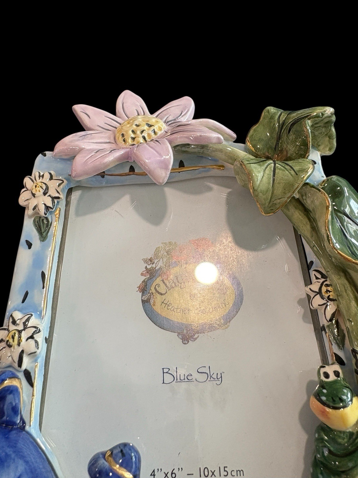 Blue Sky Clayworks Heather Goldminc Spring 4 X 6 Musical Frame Frog & Flowers