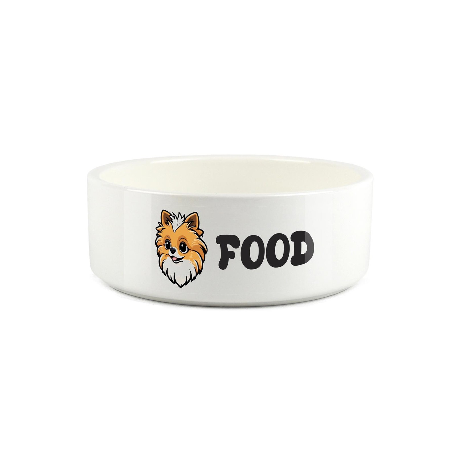 Pomeranian Pet Bowl - Cartoon Dog Portrait Small Ceramic Food Bowl Gift