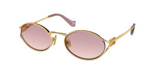 Miu Miu MU 52YS 5AK06S Gold Pink Oval Sunglasses NEW