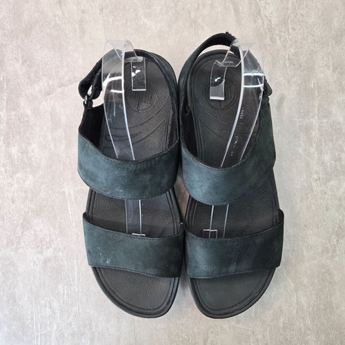 Fitflop Comfort Sandals Leather Black Minimalist Walking Open Toe Wedge Size 10 - Picture 2 of 12