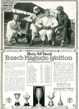 1916 Original Bosch Magneto Ad. Champion Race Car Drivers Photo. Final Standings