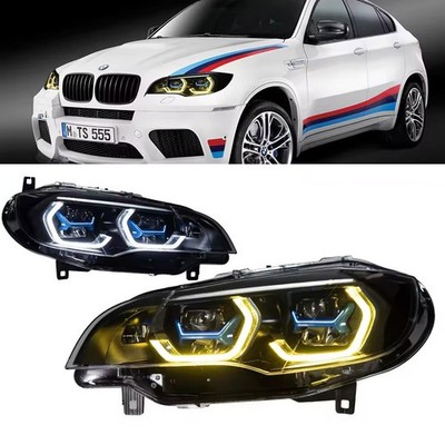 LED Front DRL Headlights For 2008-2014 BMW X6 E71 Xenon w/AFS Headlamps Assembly