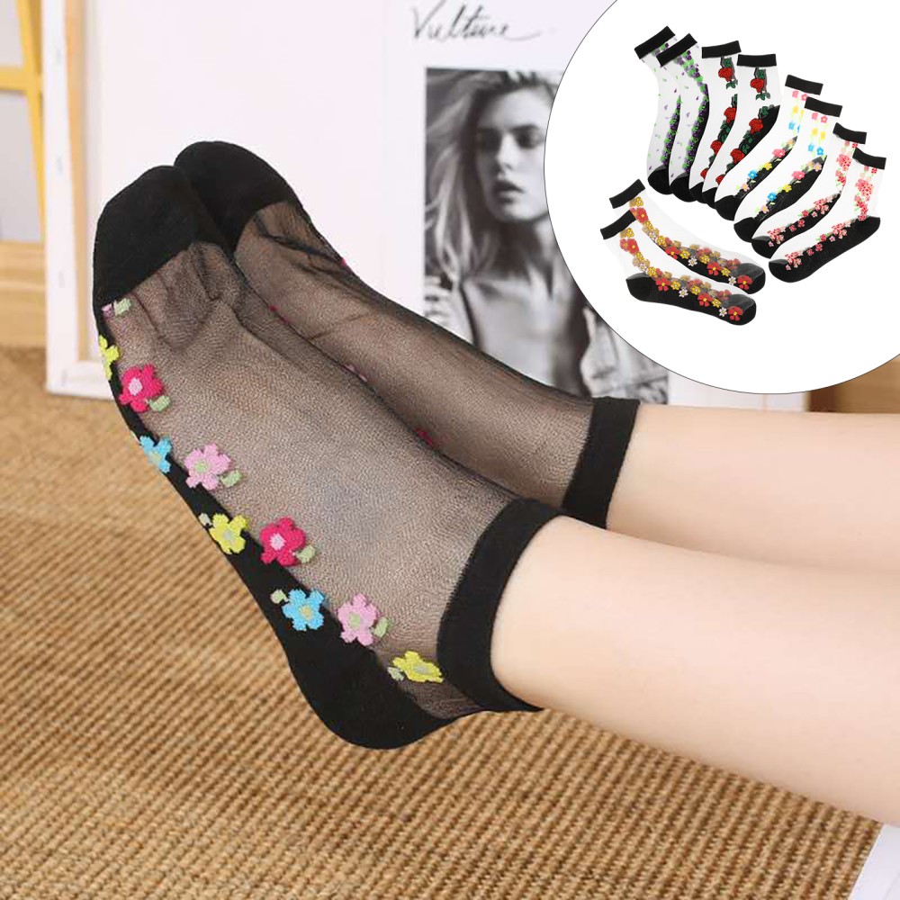 SAOLA 5 paia calze corte in seta suola anti cotone anti gancio barca