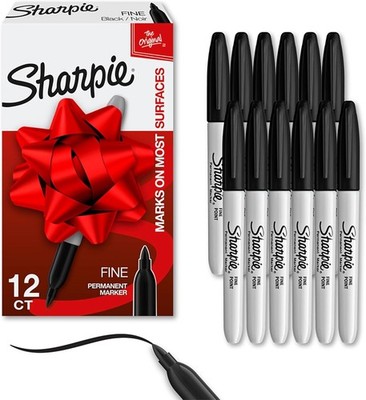 SHARPIE FINE POINT PERMANENT MARKER, BLACK, 12 COUNT