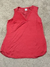 Cabi Womens Shirt Size Medium Red Lightweight Flowy Sheen Classic