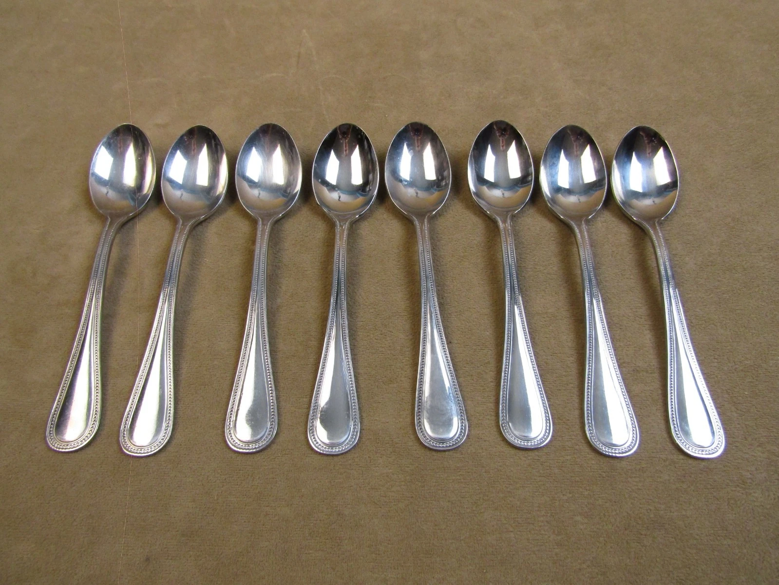 8 REED & BARTON REBACRAFT DICKENS STAINLESS STEEL FLATWARE TEASPOONS