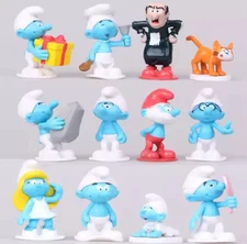Smurfs PVC Figures Cake Toppers 12 pcs Set New In a plastic Bag