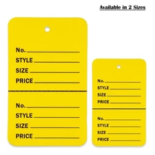 100 Qty Unstrung Colored Price Tags w/Perforated Stub - 2 Sizes Available