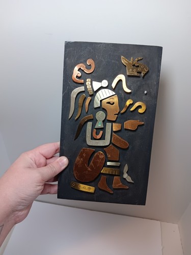 Escultura de pared vintage de México maya azteca estilo Los Castillos 'metales divorciados' - Imagen 2 de 5