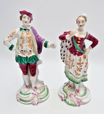 Spode 'Chelsea' Figurines No. 1 & No. 2 - 9'' Tall - PAIR - A36219