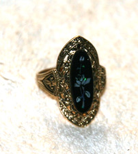 14KT BLACK ONYX RING, SIZE 71/2