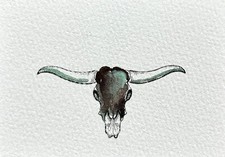 aceo original cowboy art watercolor and ink southwest contemporary style