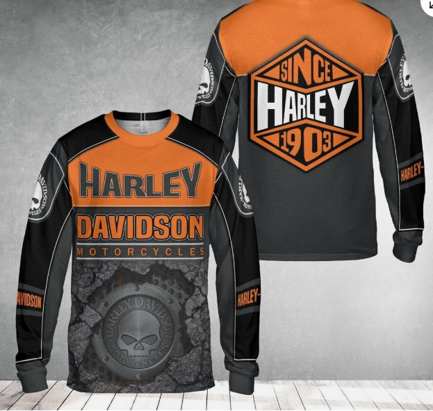 HOT Custom Name Harley-Davidson 3D Printed Unisex Longsleeve Men's Size S-5XL