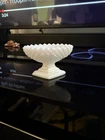 Westmoreland English Hobnail Diamond White Milk Glass Footed Salt Cellar **Chip