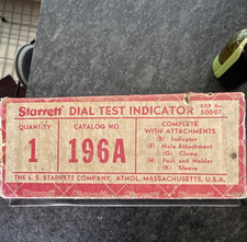 Starrett Dial Test Indicator 196A with Attachments, Catalog 196A, EDP 50697