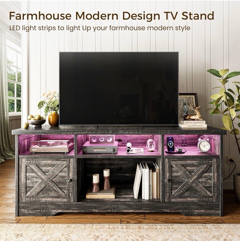 Led, Power Outlets, Shelves, Entertainment Center