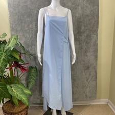 Zara Midi Wrap Dress Square neck women’s size M blue layered strappy Fairy Boho