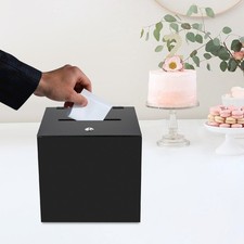 Caja de donación de acrílico, caja de sugerencias con cerradura, contenedor de almacenamiento de dinero negro
