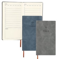 2Pcs to Do Notebook, A6 6.8 x 3.7" Daily Planner Notebook, Grey/Dark Blue