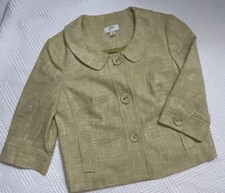 Loft Women s Blazer Size 8 Lined Yellow Cropped Peter Pan Collar