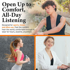 Open-Ear Headphones Wireless Smart Digital Display Mic 35H Playtime Sweat Secure