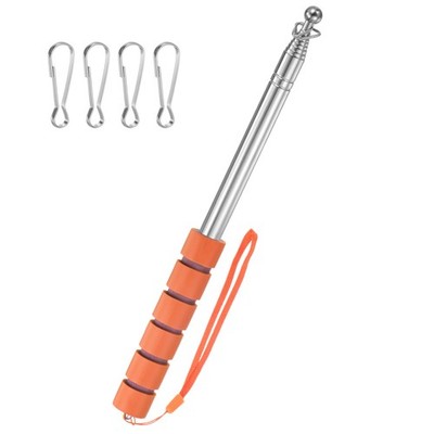 6.56Ft/2M Telescopic Flag Pole with Clips Orange
