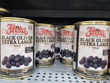 5 Pack Flora Fine Foods Extra Large Black Pitted Olives Size 14 oz Mediterranean