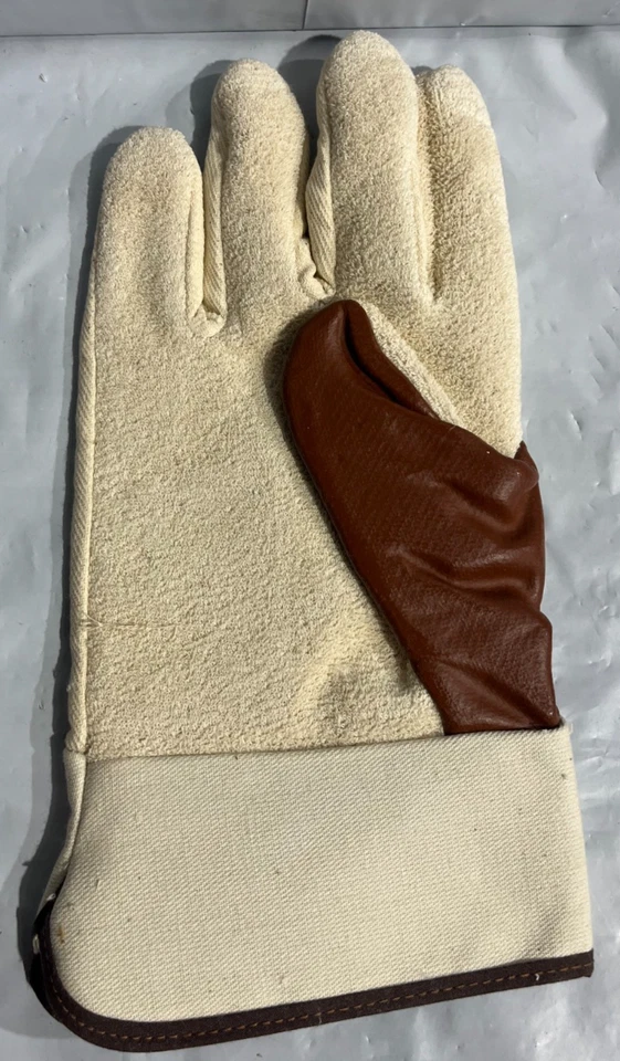 Guantes de trabajo de construcción protectores de lona de tela de rizo de algodón duraderos 12 PR GRANDES Foto 3 de 3