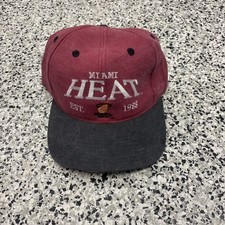 Vintage Miami Heat Red Black Snapback Hat NBA 90s