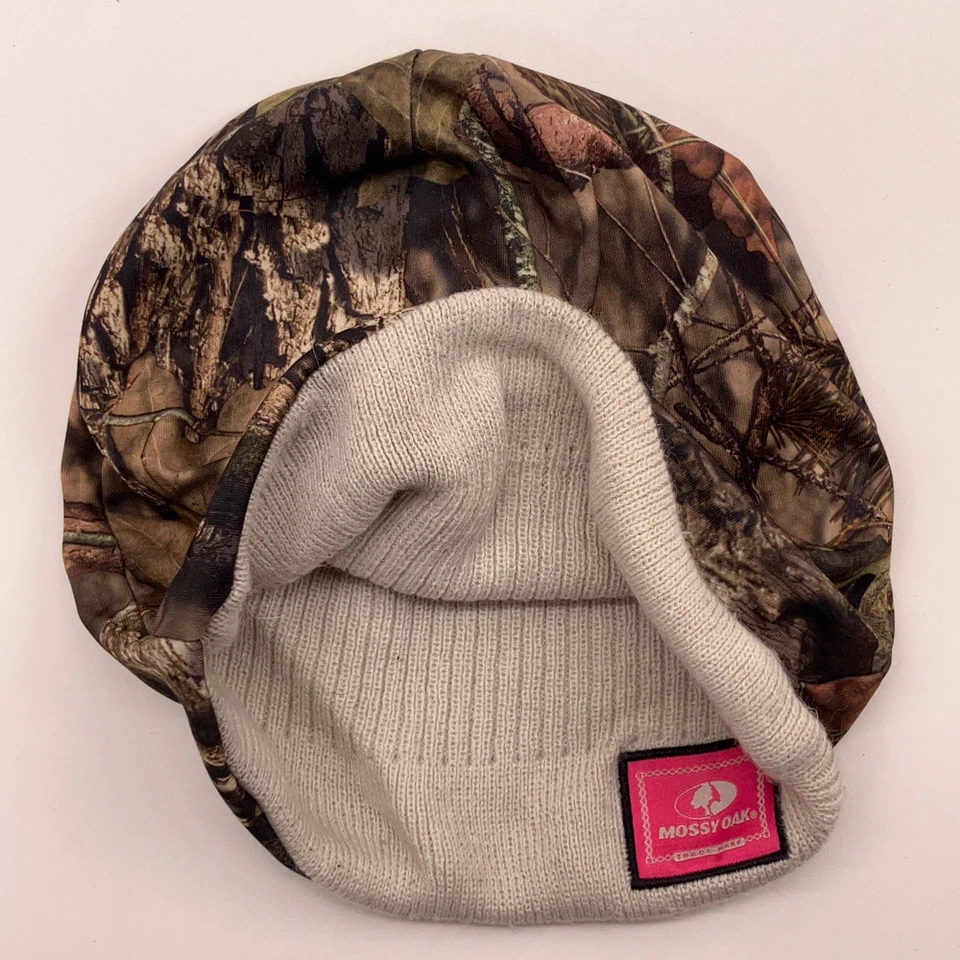 Mossy Oak Camuflaje Reversible Invierno Sombrero Rosa Etiqueta Foto 2 de 4
