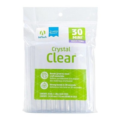 Adtech Crystal Clear Hot Glue Sticks, Mini Size, count of 30, 28 Dia and 4  Long