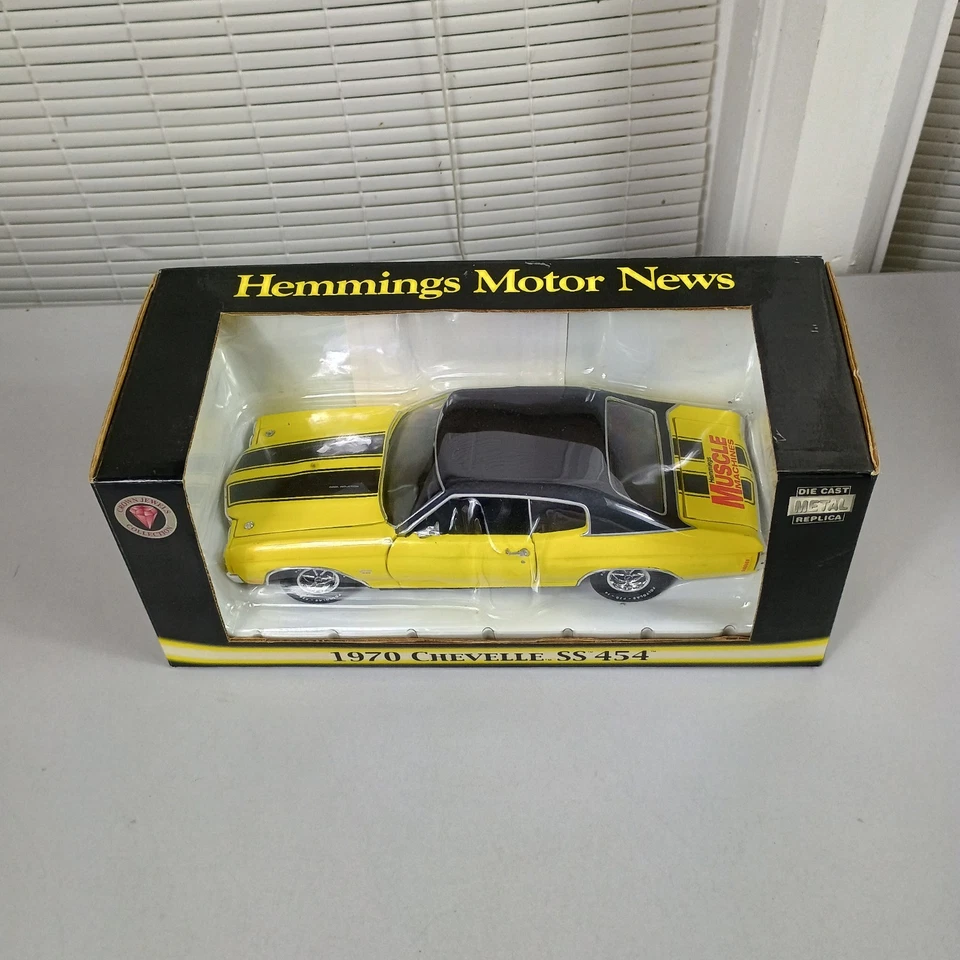 1970 Chevy Chevelle SS 454 Crown Premiums Yellow Hemmings News 1:24 Diecast - Image 3 of 4