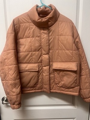 Natural Reflections Quilted Puffer Jacket Coat Women's Medium Peach