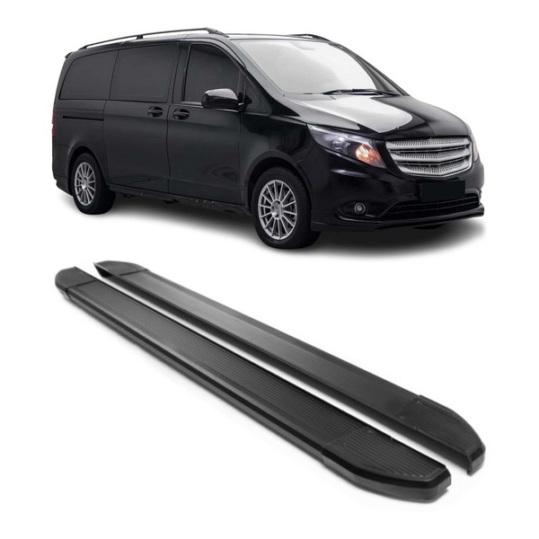 Alu Schweller Trittbretter FüR Mercedes Vito Klasse W447 2014-26 Kurzer Schwarz-image
